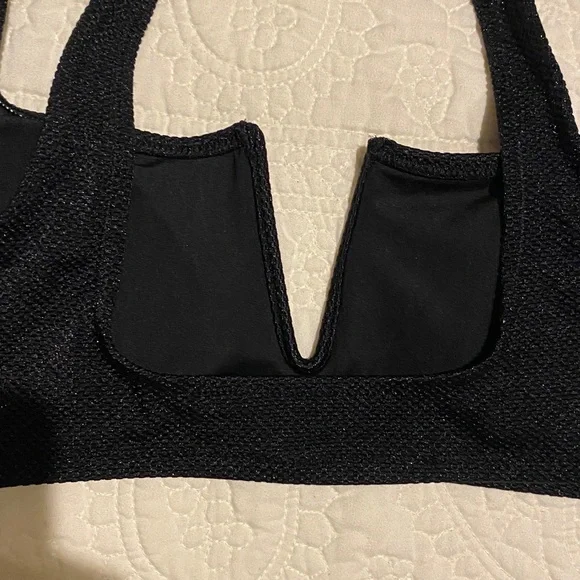 aerie Black V-Notch bikini top Bralette Top - Women  size Large - Picture 5 of 6